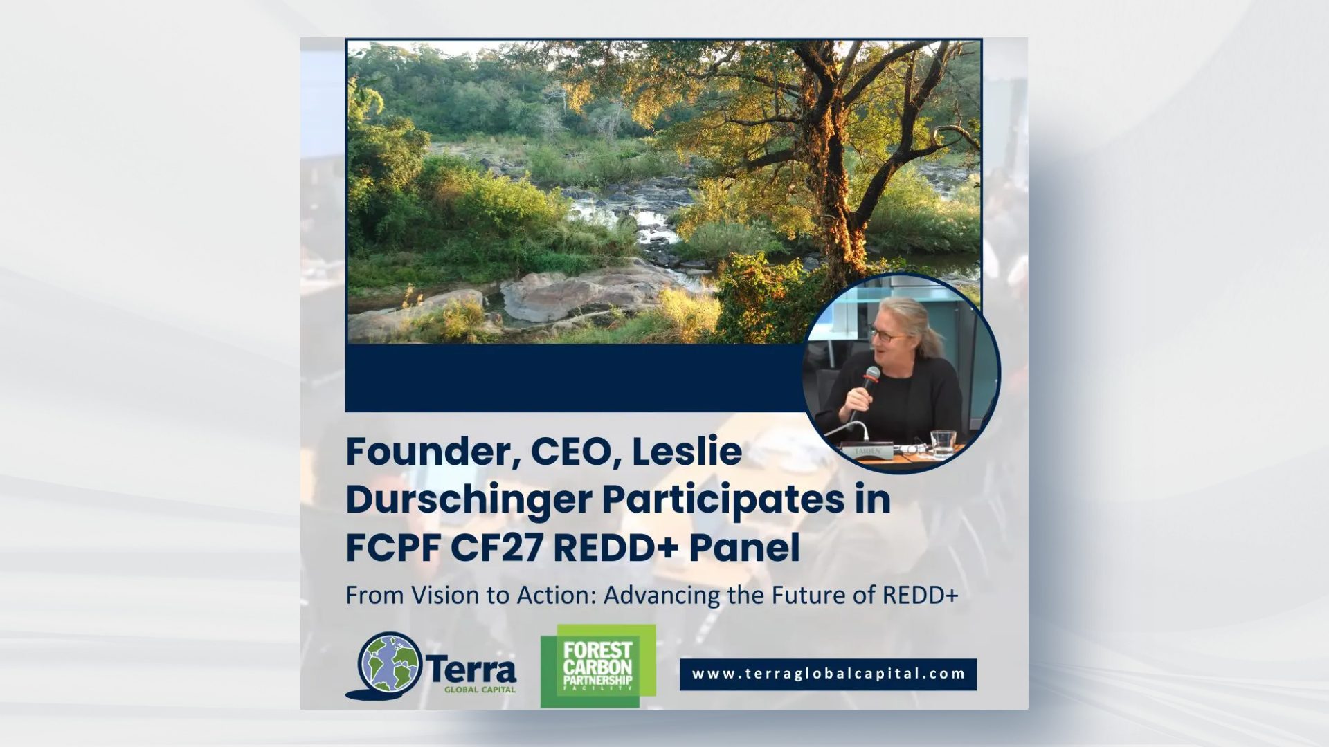 Founder, CEO, Leslie Durschinger Participates in FCPF CF27 REDD+ Panel