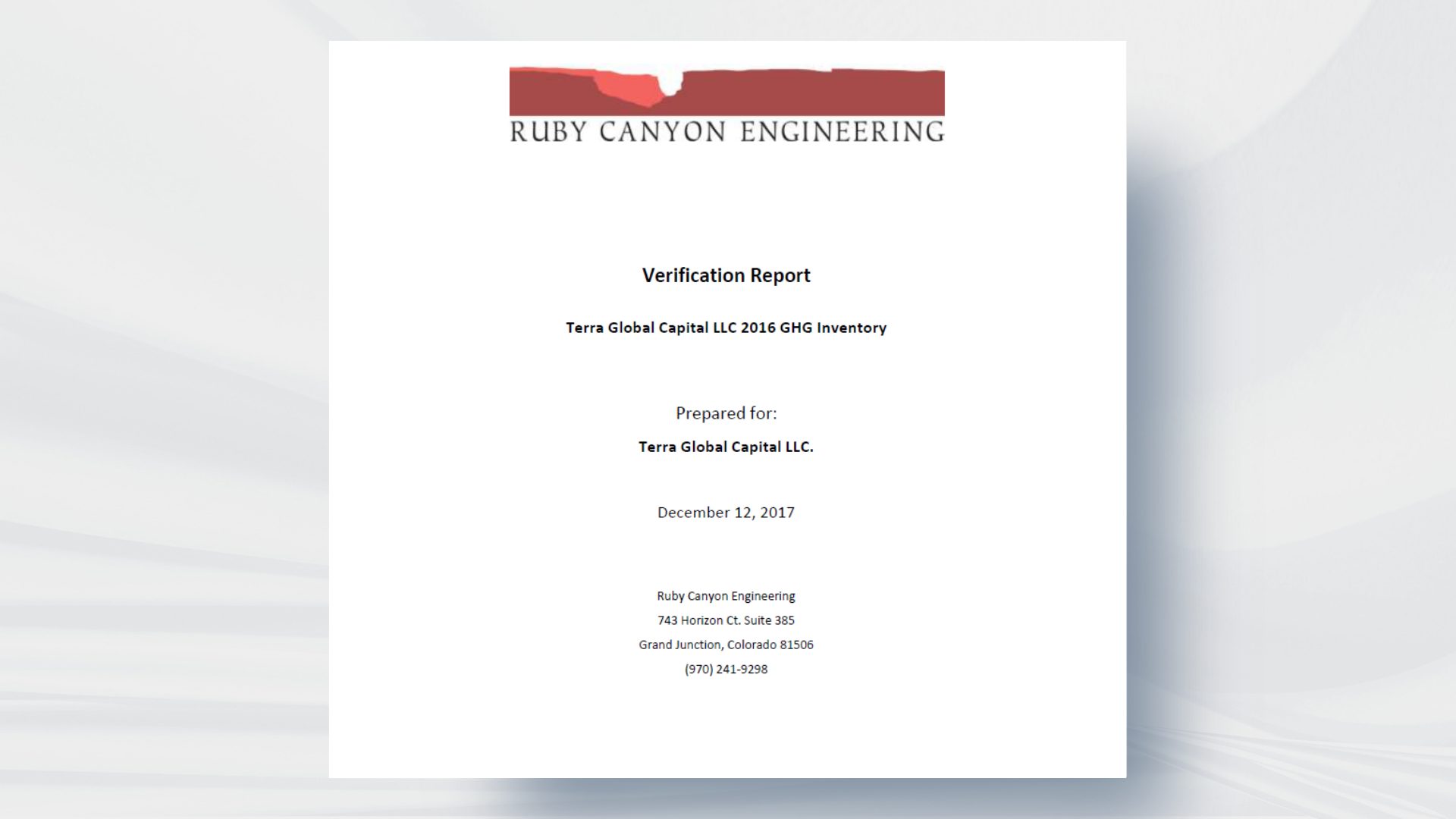 Terra Global Completes 11th year of GHG Verification and Carbon Neutrality